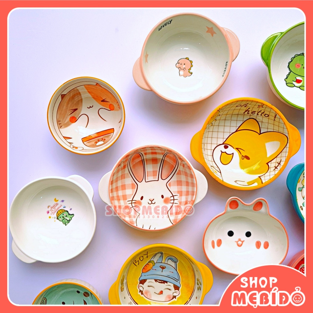 Bát Ăn Dặm Bát Gốm Sứ Hình Thú Ngộ Ngĩnh Cho Bé 350ML Shop Mẹ Bí Đỏ