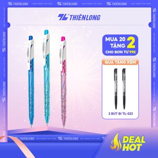 Combo 20 Bút bi Thiên Long TP-06 ngòi 0.5mm - Bút bi mực xanh/đen dạng bấm cò, có vân cầm tay giảm trơn trượt
