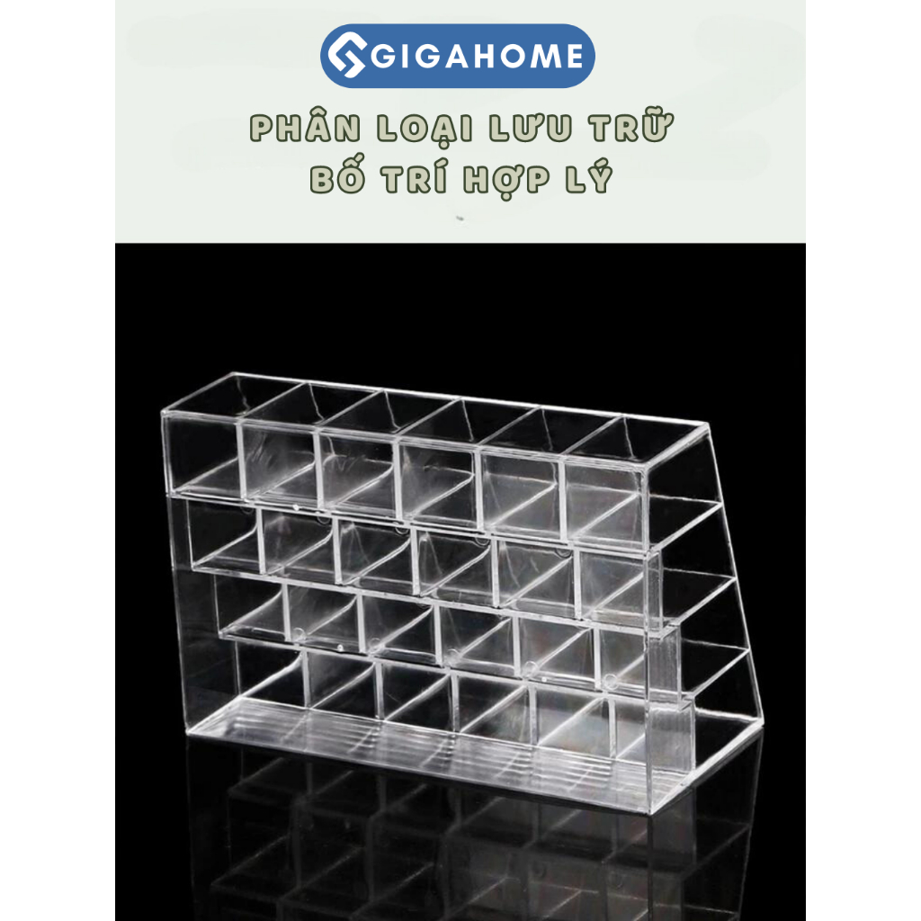 Khay Đựng Son 24 Ô Nhựa Mica Dày, Sắp Xếp Không Gian Gọn Gàng GIGAHOMEVN 4053