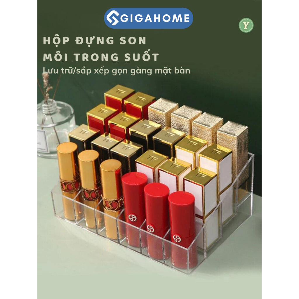 Khay Đựng Son 24 Ô Nhựa Mica Dày, Sắp Xếp Không Gian Gọn Gàng GIGAHOMEVN 4053