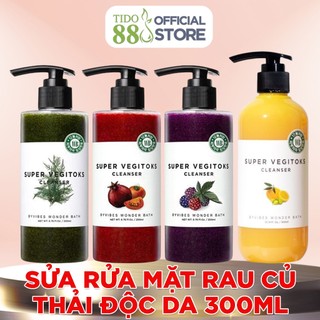 Sữa rửa mặt rau củ thải độc da Super vegitoks cleanser 300 ml hàng chính hãng BYVIBES WONDER BATH Mr Dũng - lesidung