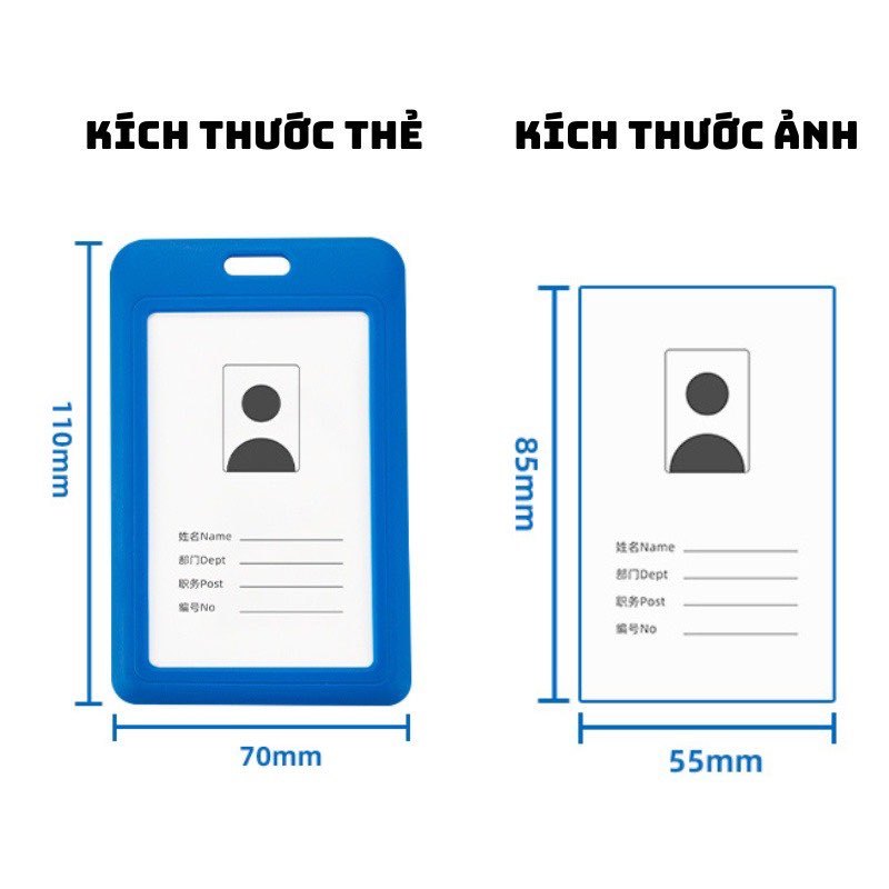 Bảng tên hai mặt ngang,  bao đựng thẻ học sinh nhân viên kèm dây đeo lụa đẹp cao cấp 1,5cm tiện lợi thời trang