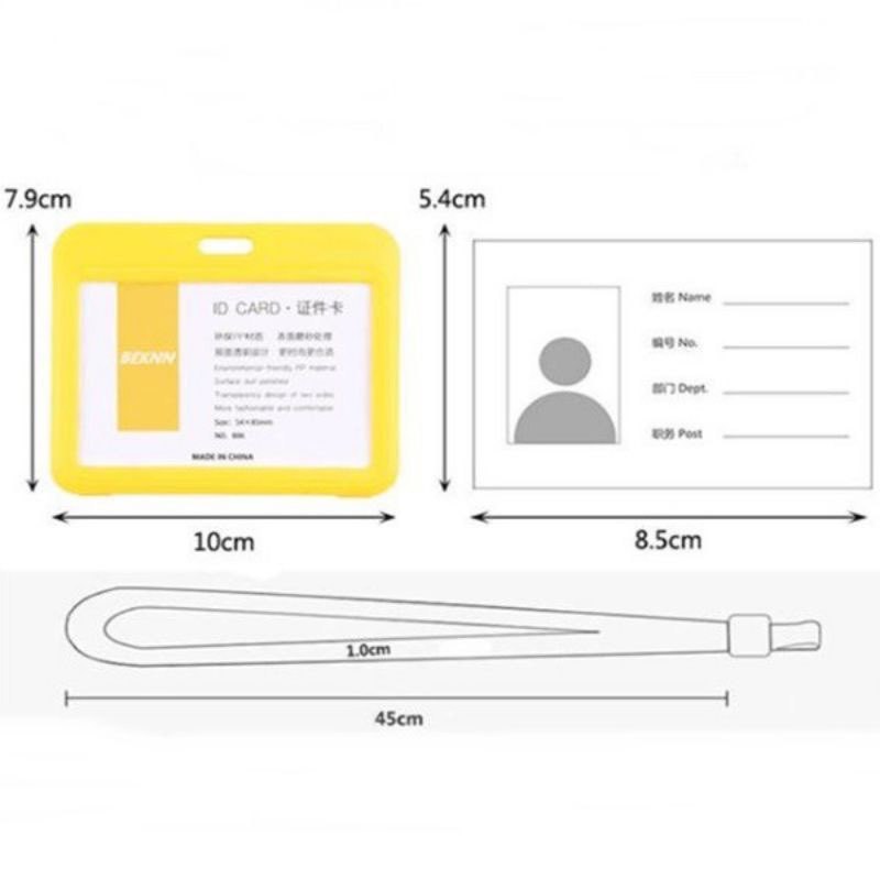 Bảng tên hai mặt ngang,  bao đựng thẻ học sinh nhân viên kèm dây đeo lụa đẹp cao cấp 1,5cm tiện lợi thời trang