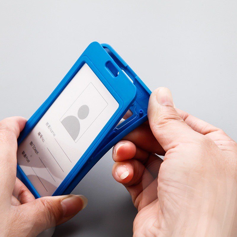 Bảng tên hai mặt ngang,  bao đựng thẻ học sinh nhân viên kèm dây đeo lụa đẹp cao cấp 1,5cm tiện lợi thời trang