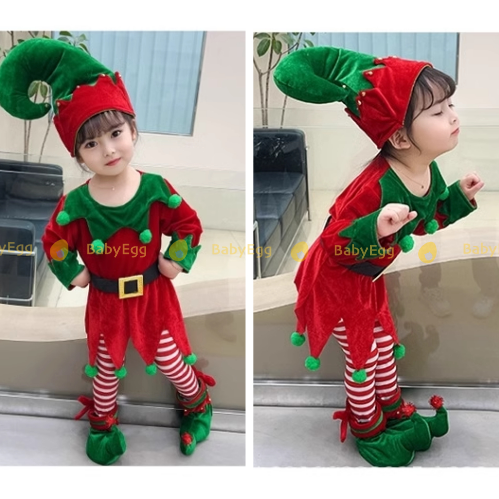 Bộ Noel cho bé, Set đồ Giáng sinh hóa trang Yêu tinh kẹo Full Phụ Kiện Chất Nhung LOẠI 1 set cây thông bé gái Noel 2023