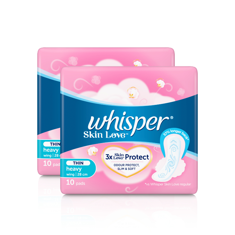 Combo 2 Gói Băng Vệ Sinh WHISPER Skin Love 28CM Dành Cho Ngày Nhiều Và Đêm