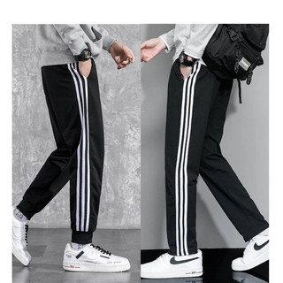 Quần Jogger Nam Nữ Thể Thao Đen Sọc Trắng Co Giãn Mát Mẻ