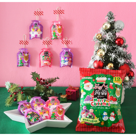 Thạch Orihiro Phiên Bản Noel Giáng Sinh Merry Christmas Vị Trái Cây Nho Dâu Nội Địa Nhật 240G