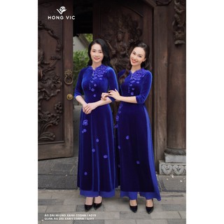 Quần áo dài nữ thiết kế Hong Vic xanh coban QD11