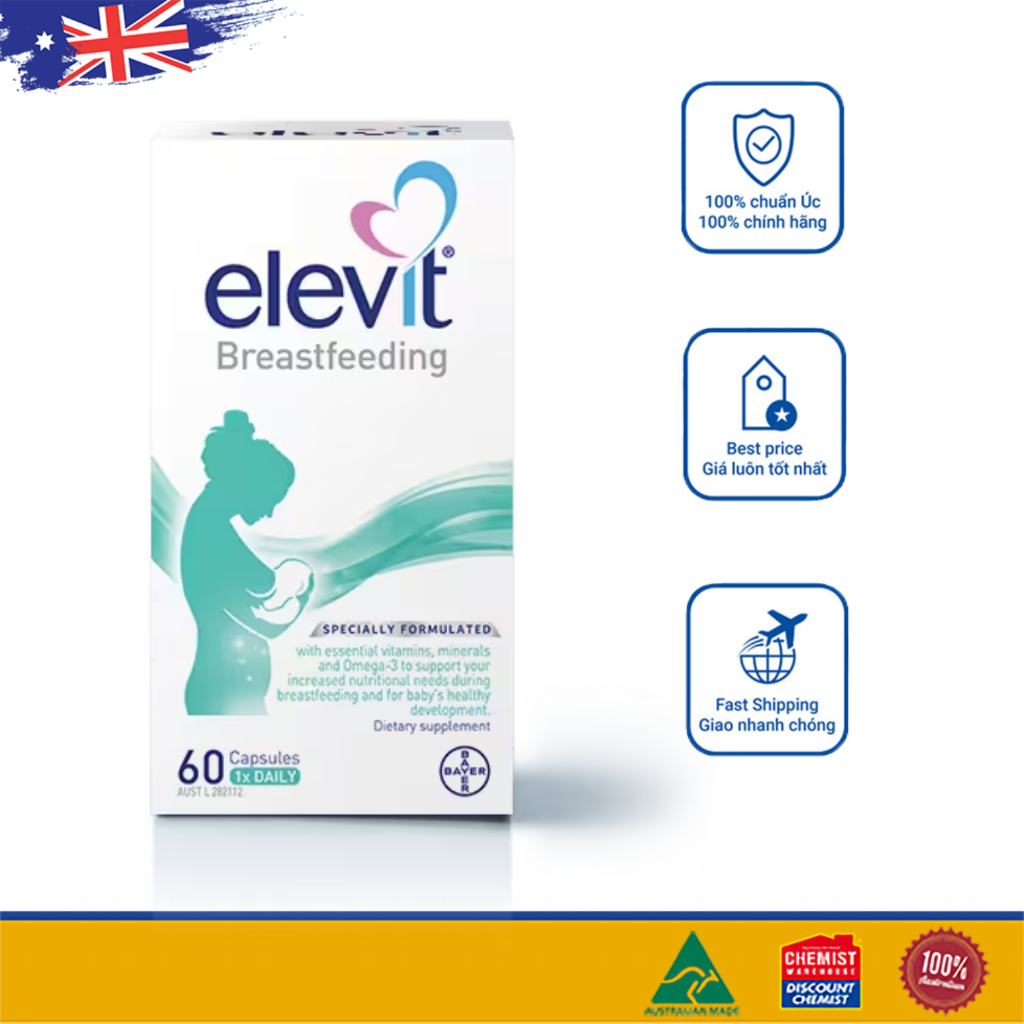 Viên uống Bổ sung Vitamin cho mẹ sau sinh Elevit Breastfeeding Multivitamin 60 viên