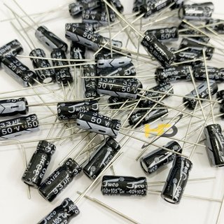 Tụ hóa 33uf 50v jwco màu đen, tụ phân cực chân cắm