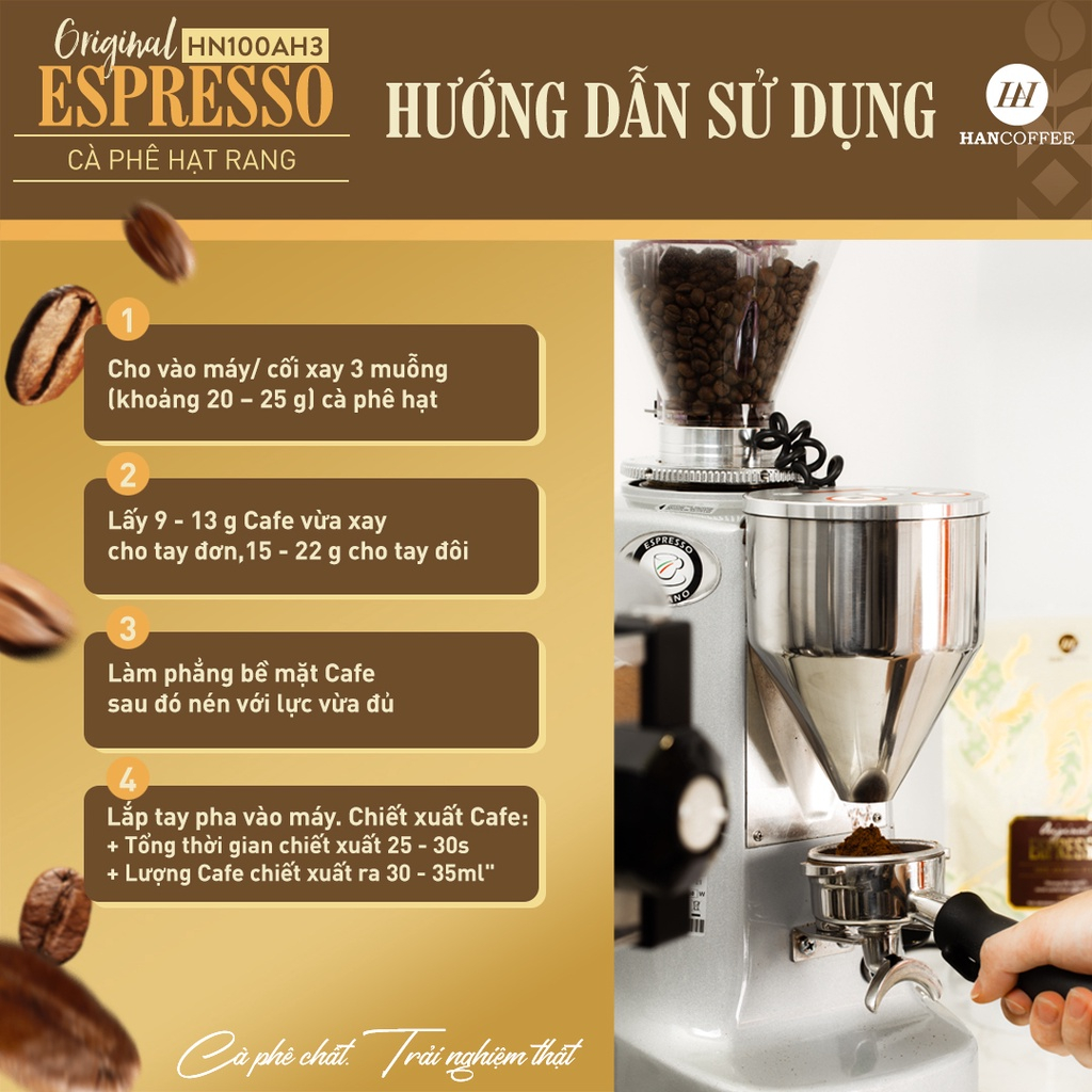 Cà Phê HANCOFFEE ORIGINAL ESPRESSO 100% ARABICA cao cấp, cafe rang xay nguyên chất