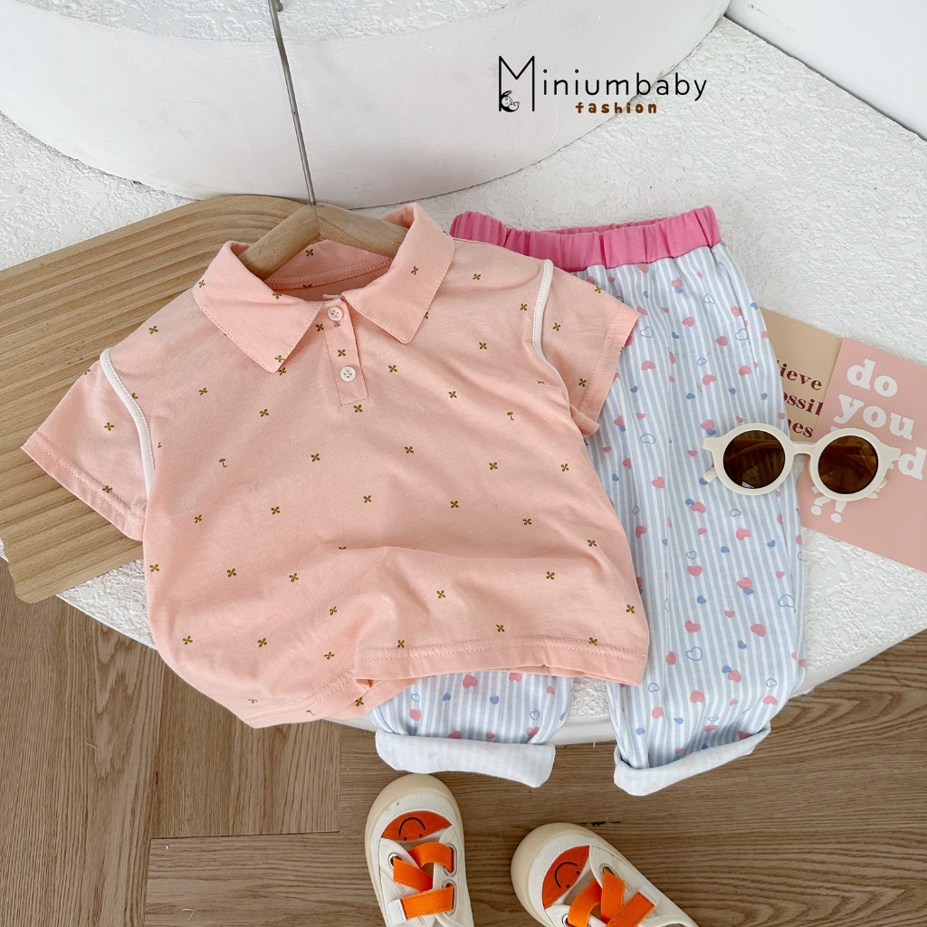 Set bộ polo cộc tay cho bé gái chất liệu cotton mềm mịn, Miniumbabyfashion SB1685, SB1774