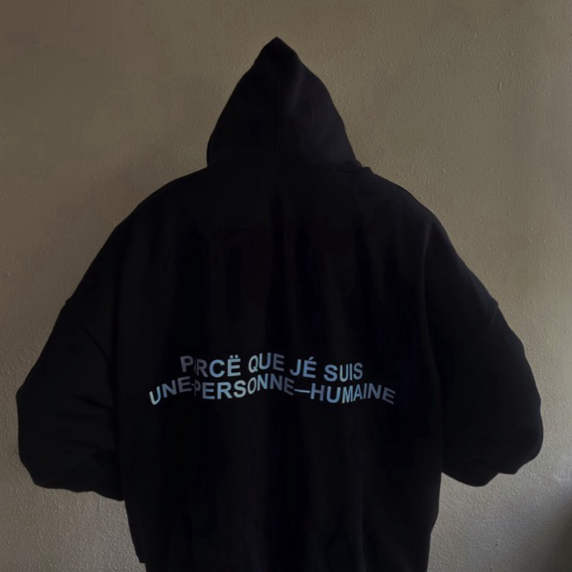 Áo Hoodie Zip Une Personne Màu Đen