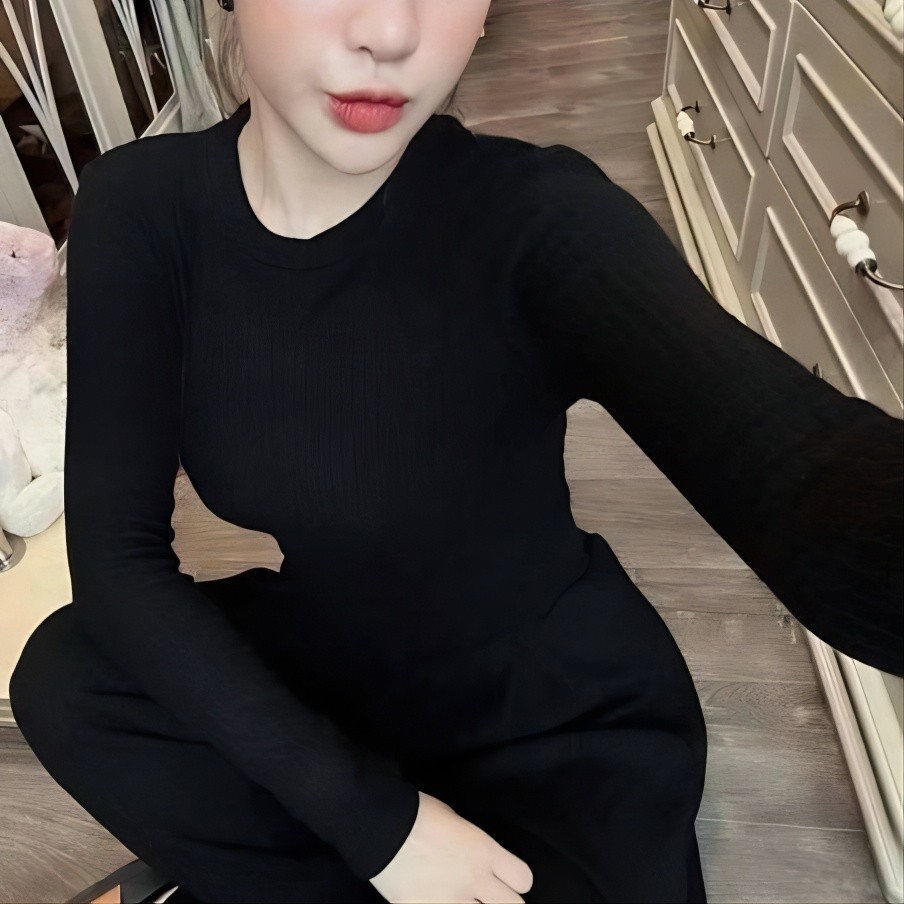 Sét Bộ Nữ Áo Croptop Dài Tay Chất Thun Gân Đũa Mix Quần Bom Cạp Cao, Sét Nữ Thời Trang Thun Đông Hottrend