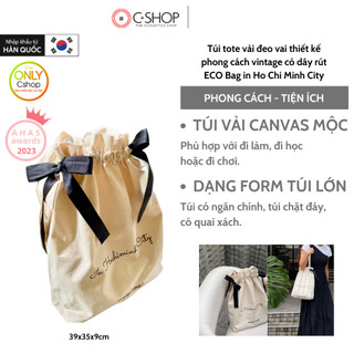 Túi tote vải đeo vai thiết kế phong cách vintage có dây rút ECO Bag in Ho Chi Minh City