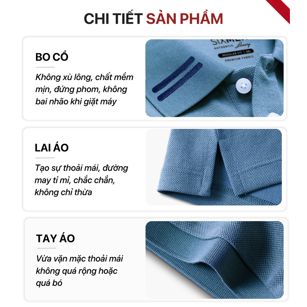 Áo Polo nam thêu cao cấp SIXMEN VICTORY - polo vải cá sấu cotton CVC thoáng mát nam tính