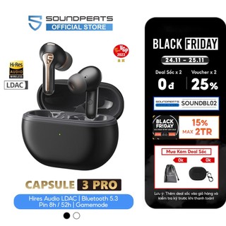 Tai nghe True Wireless SoundPEATS Capsule 3 Pro | ANC 43dB | 6Mic Clear Call | Bluetooth 5.3