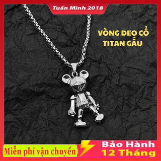 Dây chuyền bạc mặt gấu phong cách hip hop thời trang