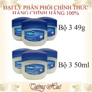 Bộ 3 Sáp Dưỡng Ẩm Vaseline Original 100% Pure Petroleum Jelly- 49g/50ml