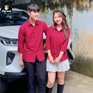 Áo Sơ Mi Cặp Fig Tree Màu Đỏ Đô Sang Chảnh
