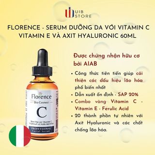 Serum Florence hỗ trợ làm trắng, tái tạo da giảm thâm mụn đốm nâu, cấp ẩm cho da chiết xuất vitamin C,E 30ml (Hàng Ý)
