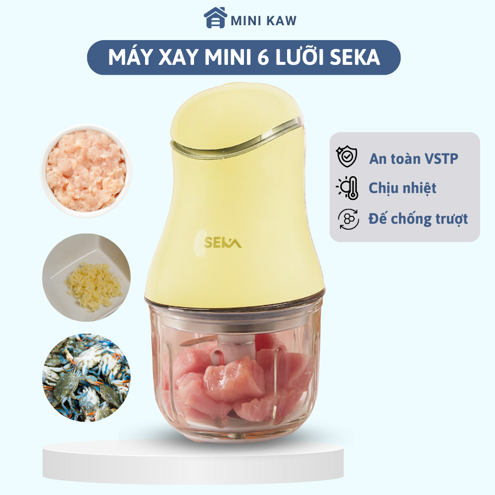 Máy Xay Mini Đa Năng 6 Lưỡi SK 1396 Cối thủy tinh, Máy xay ăn dặm cho bé, xay thịt cháo sinh tố tỏi