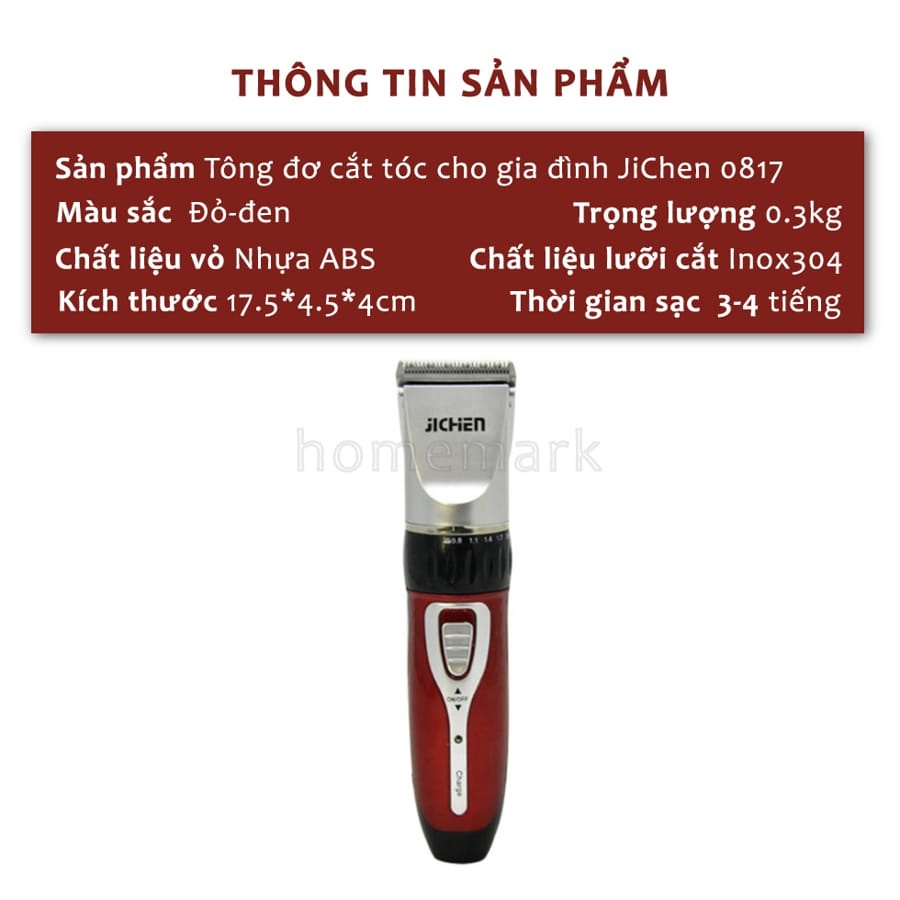 Bộ Tông Đơ Cắt Tóc Nam, Cho Bé Cầm Tay JICHEN Sạc Điện USB Tiện Lợi