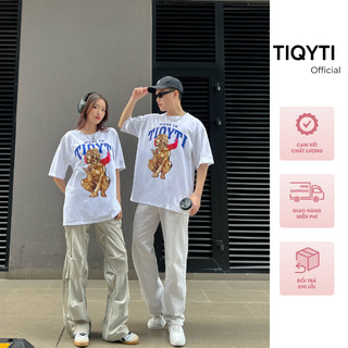 Áo thun nam nữ TIQYTI 02 tay lỡ form rộng vải cotton in hình họa tiết phong cách unisex