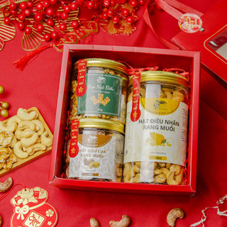 Hộp quà tặng hạt điều stp food 2024 - nhiều set được mix từ nhiều vị khác nhau | quà tặng dinh dưỡng