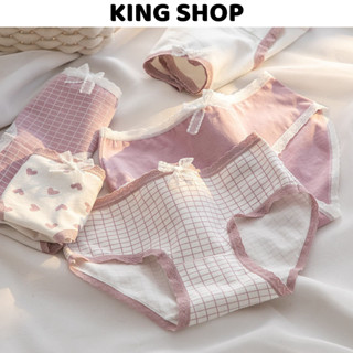 Quần lót nữ cotton kháng khuẩn khử mùi viền ren đính nơ gợi cảm dễ thương King Shop L-110