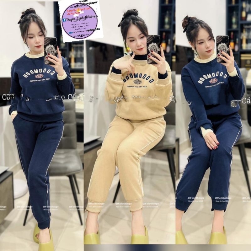 Bộ thể thao nữ nỉ len tăm lót lông quảng châu goodmood