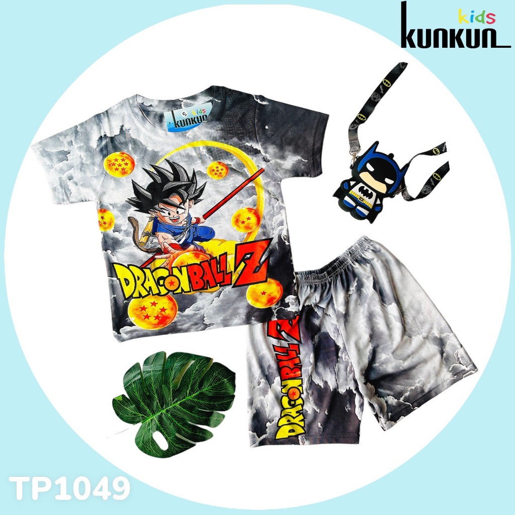 Quần áo trẻ em in 3D hình Songoku thun lạnh thoáng mát size đại từ 10-60kg KunKun TP1049 co giãn 4 chiều