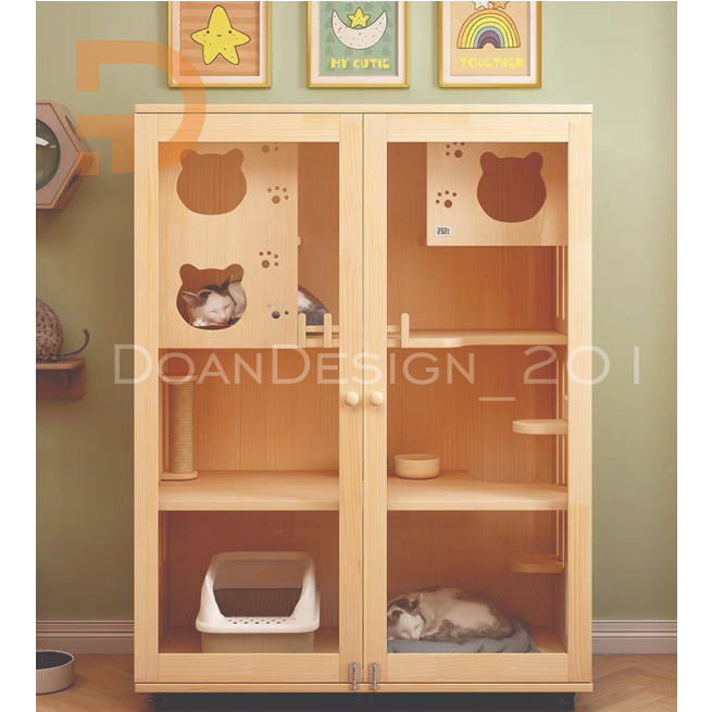 NHÀ GỖ CHO MÈO - CHUỒNG MÈO VILLA MS023 THƯƠNG HIỆU DOAN_DESIGN201