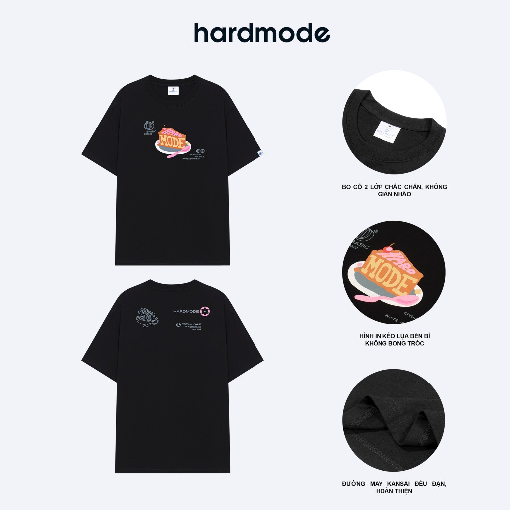 Áo Thun Nam Nữ Cổ Tròn Hard Mode, Áo Thun Local Brand Tay Lỡ Form Rộng, Áo Cặp Oversize In Lụa Cake Tee 01