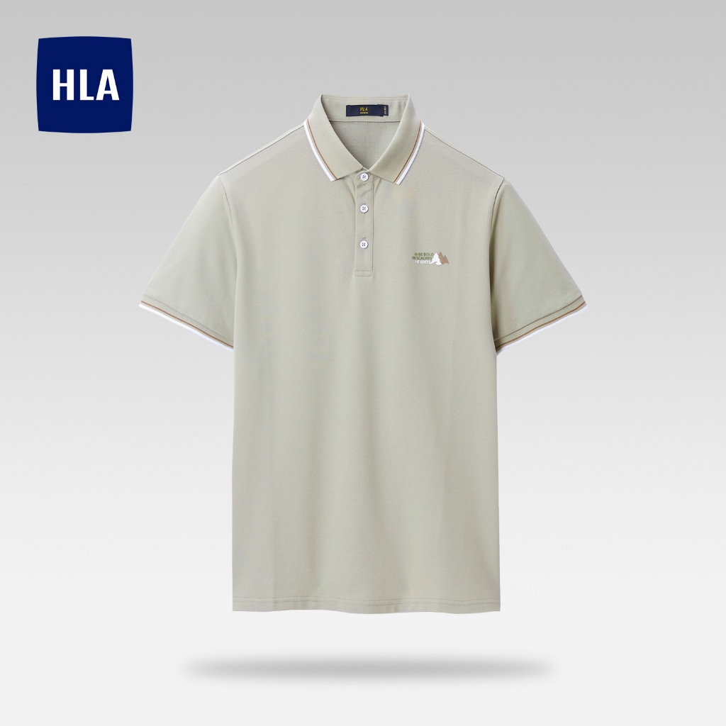 HLA - Áo POLO nam phối viền màu cotton lạnh mềm mịn cao cấp Icy cotton soft elastic neckline Polo Shirt