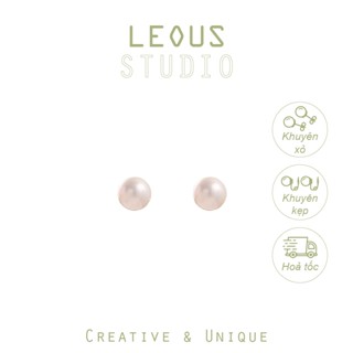 Khuyên tai kẹp không bấm lỗ chốt xoắn K286 bằng hợp kim mạ vàng hình tròn đính hạt trai dáng ngắn Leous Accessories