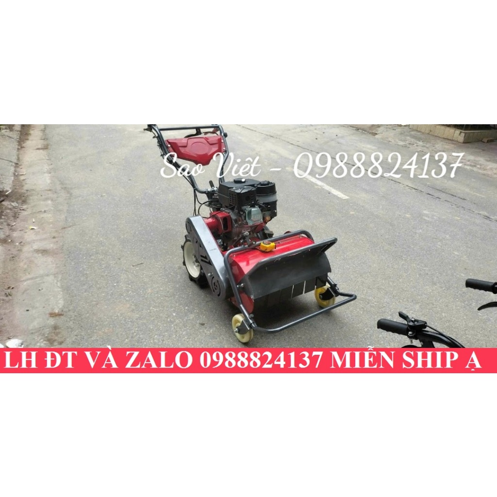 Máy cắt cỏ trục băm đẩy 4 bánh xe chạy xăng 7hp chuyên làm cỏ.