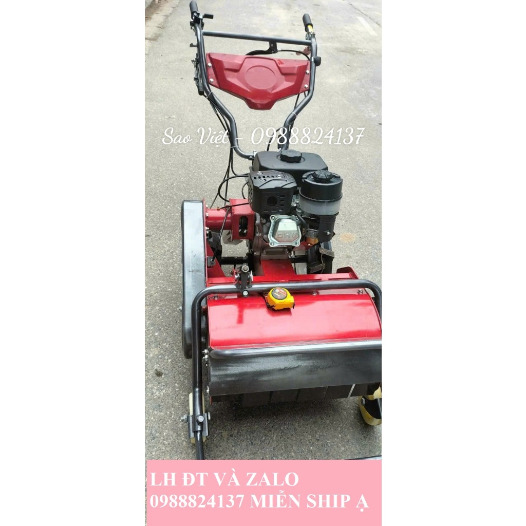 Máy cắt cỏ trục băm đẩy 4 bánh xe chạy xăng 7hp chuyên làm cỏ.