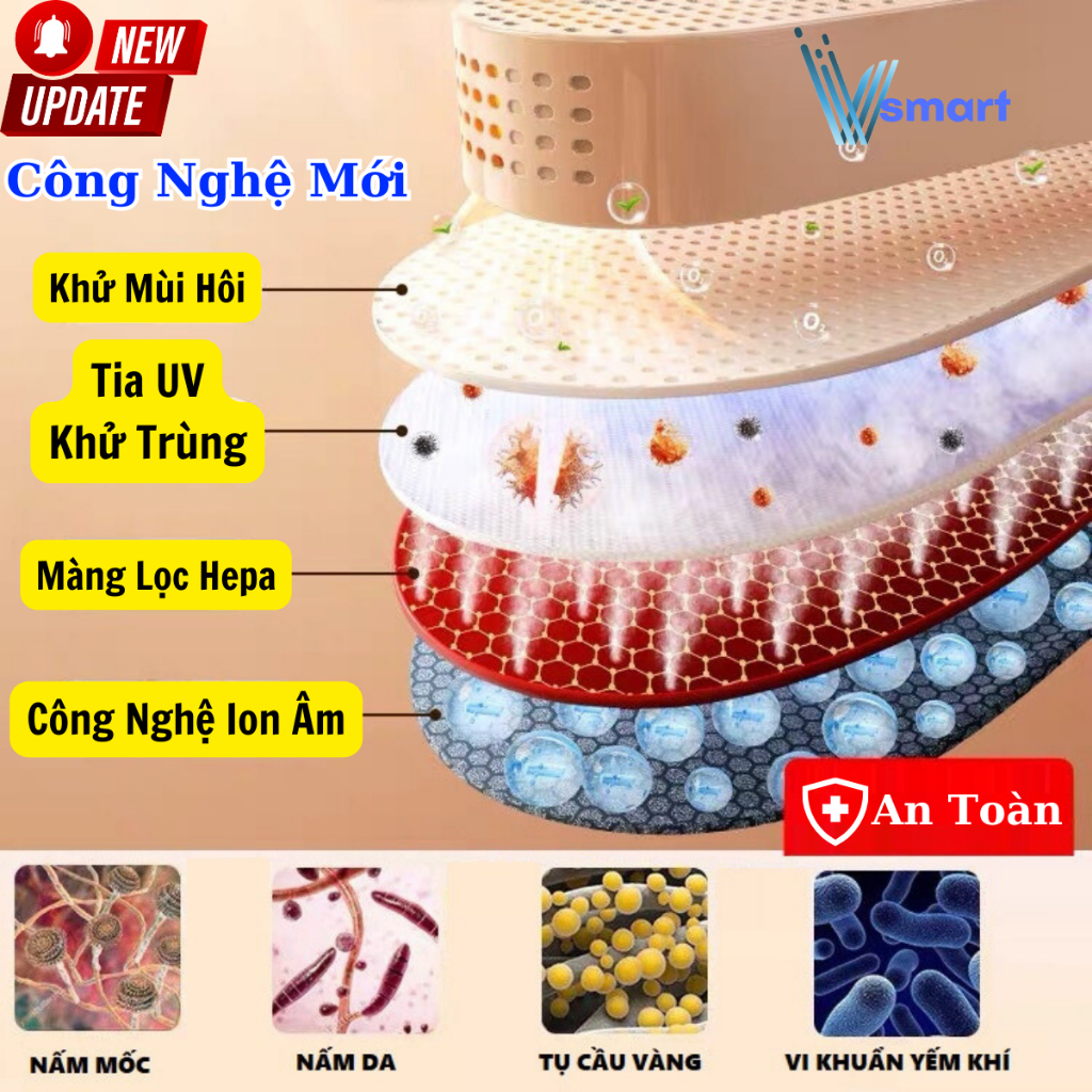 Máy Sấy Giày Shoe Dryer Đa Năng, Làm Khô Siêu Nhanh Tia UV Khử Trùng Tiêu Diệt Vi Khuẩn, Khử Mùi Hôi, Hẹn Giờ Thông Minh