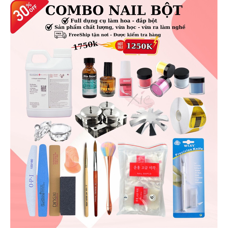 BỘ DỤNG CỤ ĐẮP BỘT CHO MÓNG - COMBO ĐẮP BỘT NAIL ❤️