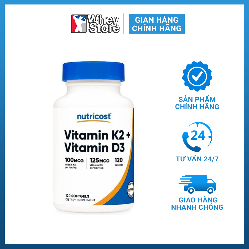 Viên Uống Nutricost Vitamin K2 + Vitamin D3 120 Viên Chính Hãng