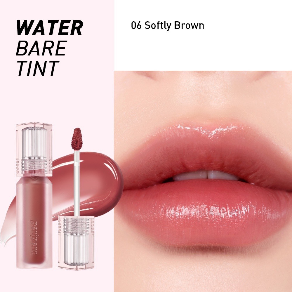 Son Tint Bóng Peripera Water Bare Tint 06 Softly Brown Siêu Đẹp Lâu Trôi Căng Mọng