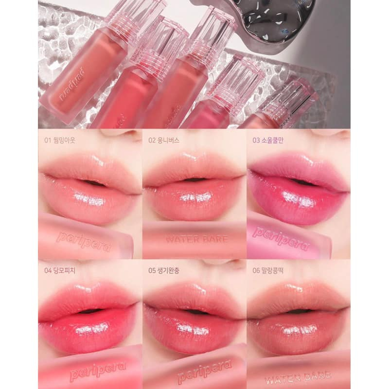 Son Tint Bóng Peripera Water Bare Tint 06 Softly Brown Siêu Đẹp Lâu Trôi Căng Mọng