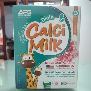 Diola Calci Milk hộp 20 ống canxi sinh học Trucal dễ hấp thu hỗ trợ phát triển chiều cao, xương răng chắc khỏe