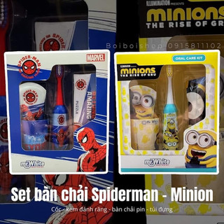 Set bàn chải pin Minion/Spiderman