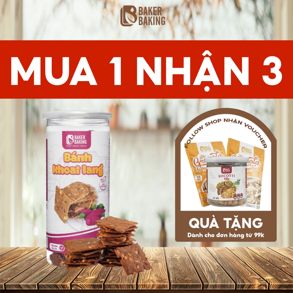 Bánh ăn vặt tốt cho sức khỏe Baker Baking, bánh khoai lang phù hợp cho người ăn kiêng, tiểu đường, mẹ bầu healthy