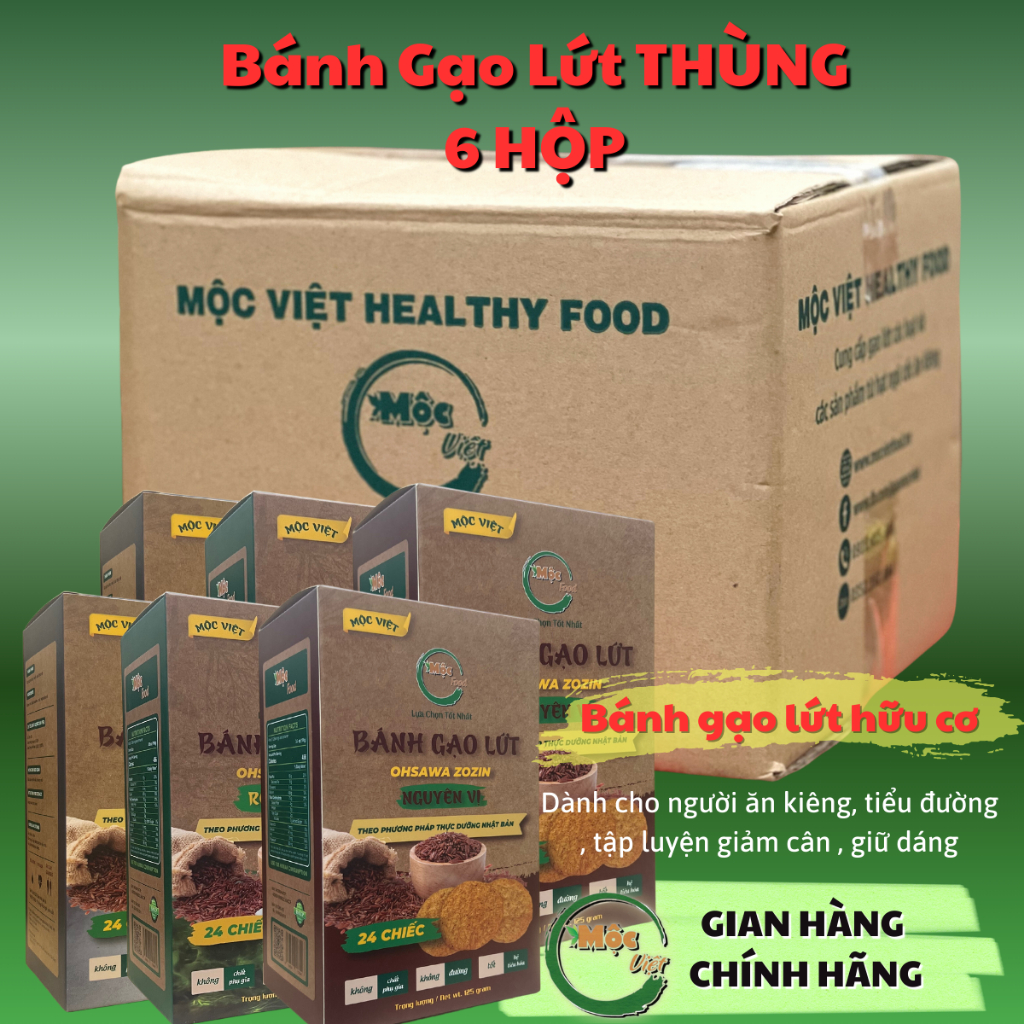 Bánh gạo lứt, bánh ăn kiêng, bánh cho người Tiểu đường chính hãng Mộc Việt