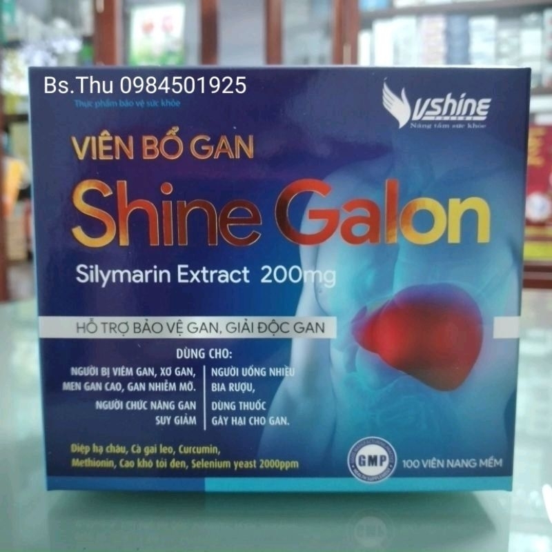 Viên bổ gan Shine Galon Vshine Hộp 100 viên hỗ trợ giảm gan nhiễm mỡ, cam kết có hiệu quả sau 3 ngày sử dụng