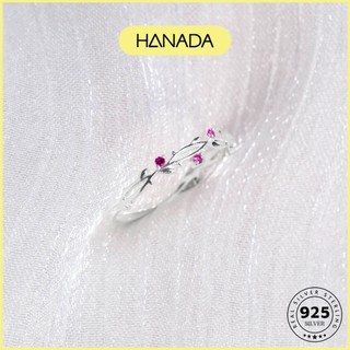 Nhẫn Bạc 925 HANADA Hoa Hồng Đính